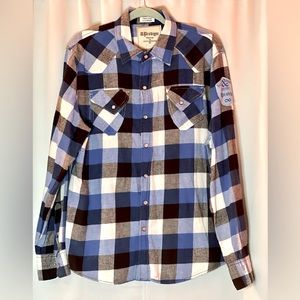 A.Prodigee Blue Check Flannel Long Dlleve Shirt Size XL Honor Power and Pride